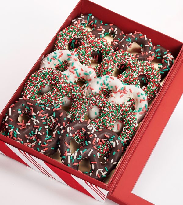 10 Piece Pretzel Gift Box Holiday Chocolate Covered Pretzels