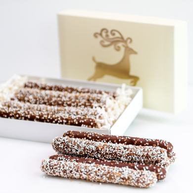 Reindeer chocolate pretzel gift box